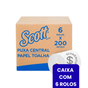 Ribercon - Toalha em Rolo Scott Puxe Central Folha Dupla – Caixa com 6x200m