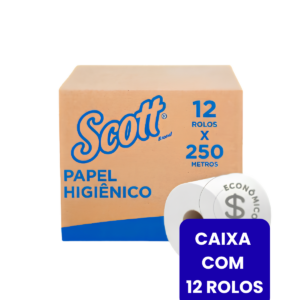 Ribercon - Papel Higiênico em Rolo Scott Folha Dupla Puxe Central Folha Dupla – 12x250m