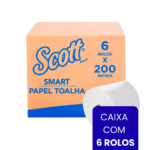 Ribercon - Papel Toalha em Rolo Scott Folha Simples 200m – Caixa com 6 Rolos