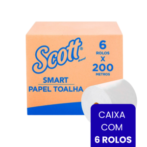 Ribercon - Papel Toalha em Rolo Scott Folha Simples 200m – Caixa com 6 Rolos