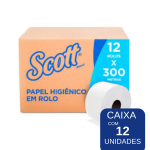 Ribercon - Papel Higiênico Scott 300m Folha Simples – Caixa com 12 Rolos