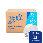 Ribercon - Papel Higiênico Scott Basic Folha Simples 500m – Caixa com 12 Rolos