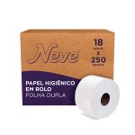 Ribercon - Papel Higiênico Rolo Folha Dupla Neve 250m – 18 Un
