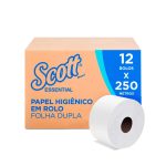 Ribercon - Papel Higiênico Scott Essential Folha Dupla 250m – 12 Un